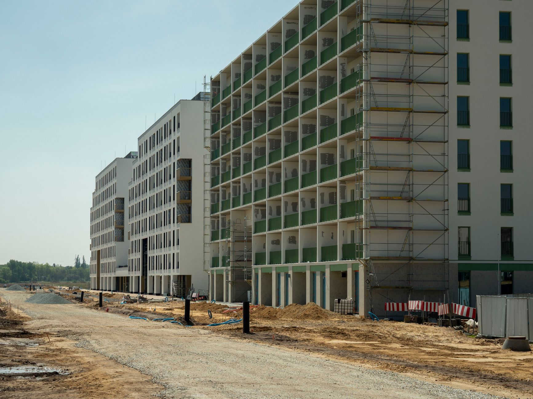 Residential buildings under construction in a developing residential area